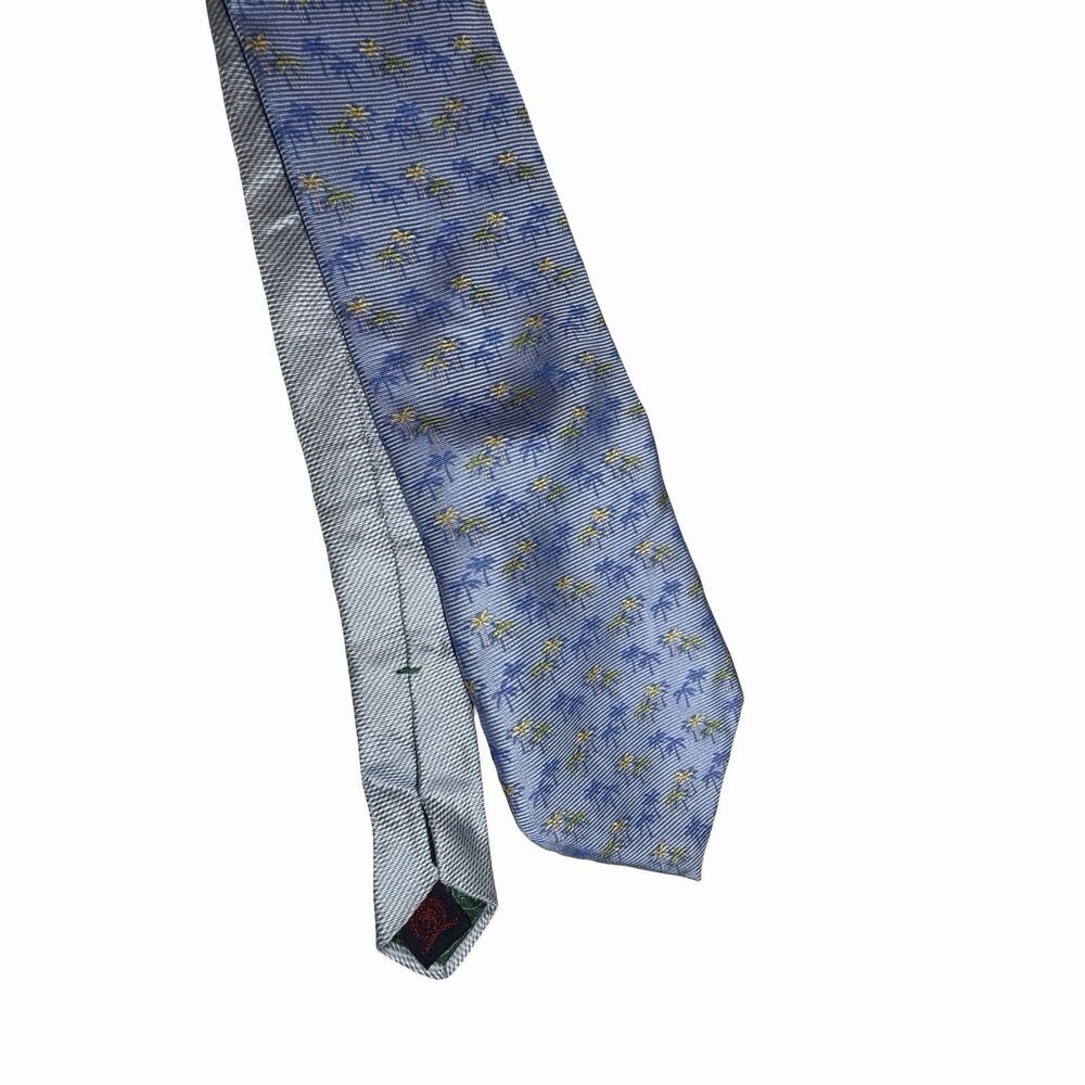 Tommy Hilfiger Neck Tie Men's Blue 100% Silk Palm Tree - Spot on Back 57 inches
